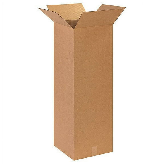 ZoroSelect Tall Corrugated Boxes, 14" x 14" x 40", Kraft, 15/Bundle