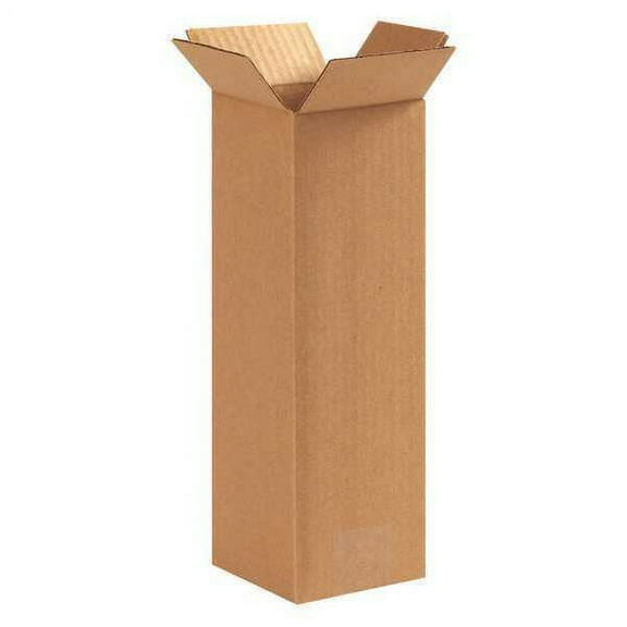 ZoroSelect Tall Corrugated Boxes, 5" x 5" x 12", Kraft, 25/Bundle