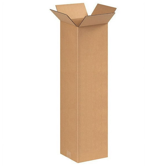 ZoroSelect Tall Corrugated Boxes, 8" x 8" x 30", Kraft, 25/Bundle