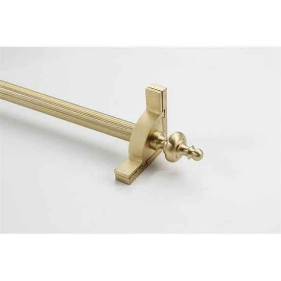 Zoroufy 01834-03886 72 in. Dynasty Fluted Tubular Stair Rod Set with Smooth Brackets Urn Finials in Brushed Brass