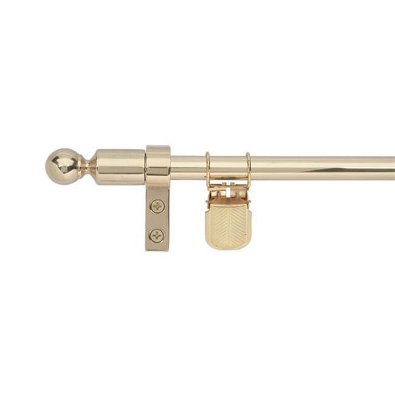 Zoroufy 15775 36 inch Regency Tubular Base Set with Ball Finials in Polished Brass