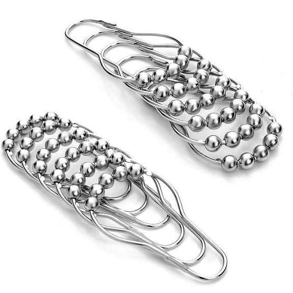 Zorpupoa 12Pack Shower Curtain Hooks, Stainless Steel Smoothly Glide Hooks for Shower Rod, Silver