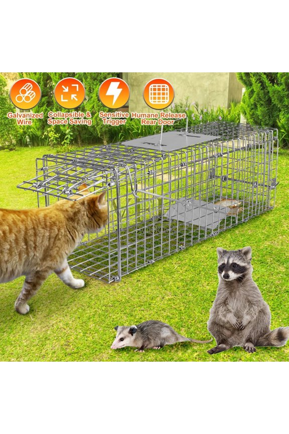 1Pc Humane Live Animal Trap Cage for Raccoons Cats Opossums Stray Cat Squirrel