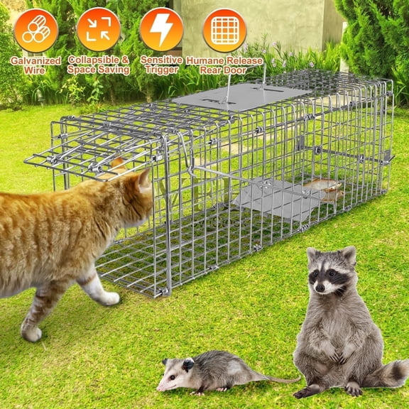 Zorpupoa 23.3Inch Humane Live Animal Trap Cage for Raccoons Cats Opossums Stray Cat Squirrel