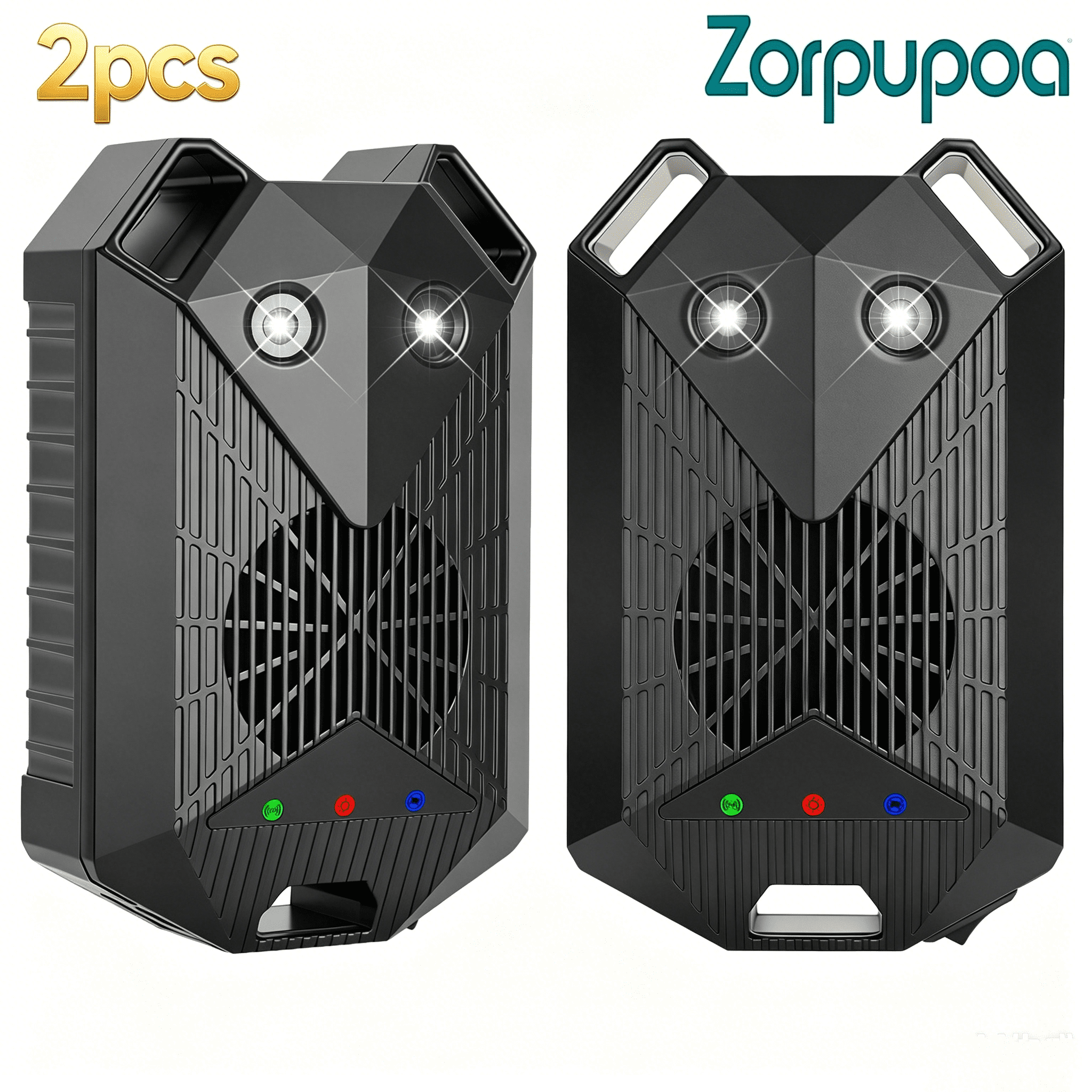 Zorpupoa 2 Pack Ultrasonic Pest Repeller, Under Hood  with Strobe Light 3 Power Supplies for Car Garage Basement