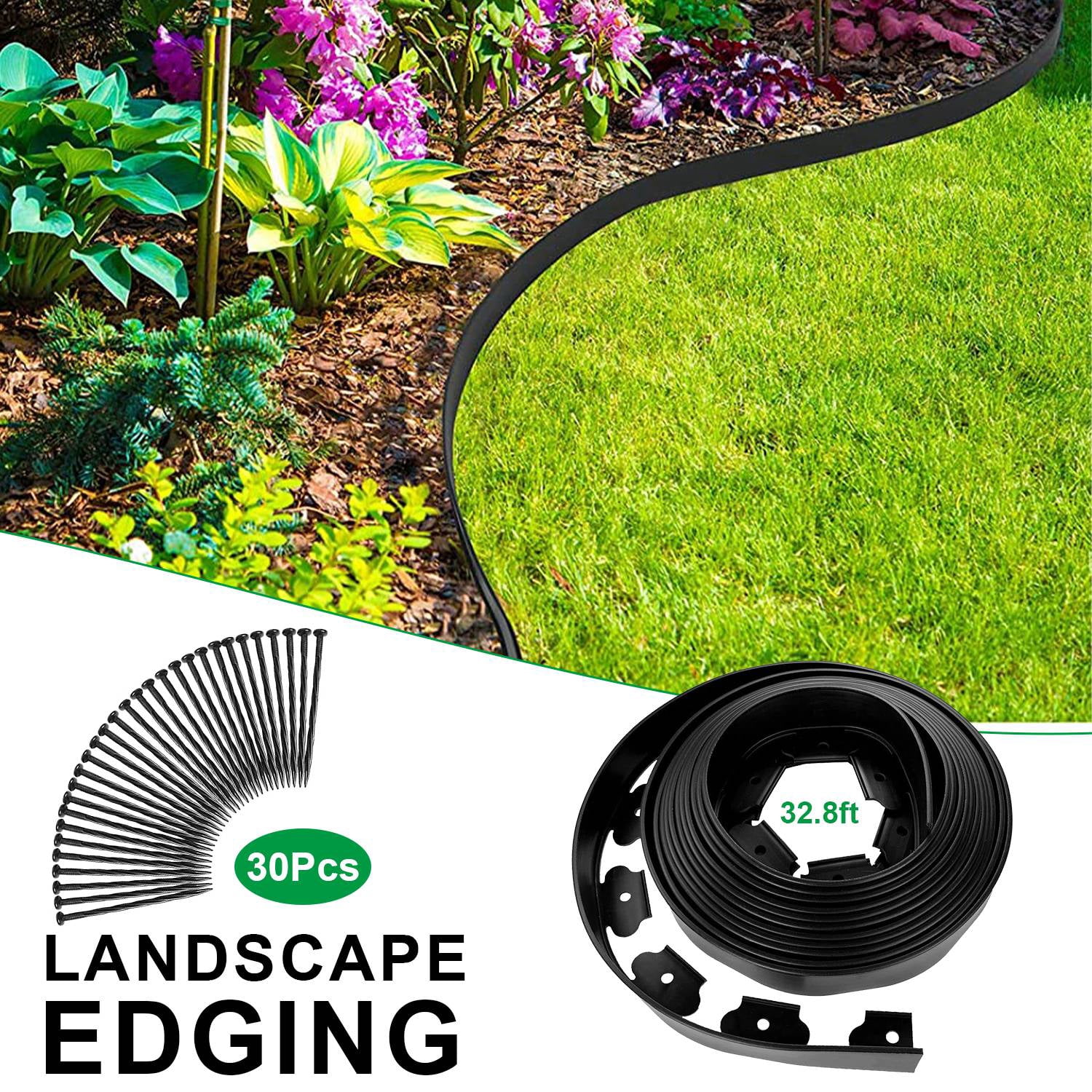 Zorpupoa 33ft Garden Border, 2in Tall No-Dig Plastic Garden Edging with 30 Stakes for Garden Lawn Landscape, Black