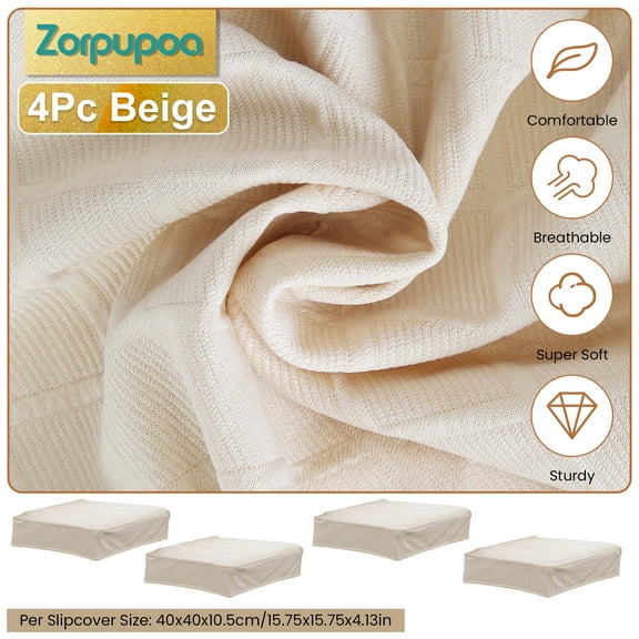 Zorpupoa 4Pack Water Resistant Dining Chair Slipcovers Stretch Chair Seat Protector for Armless Chair Washable Beige
