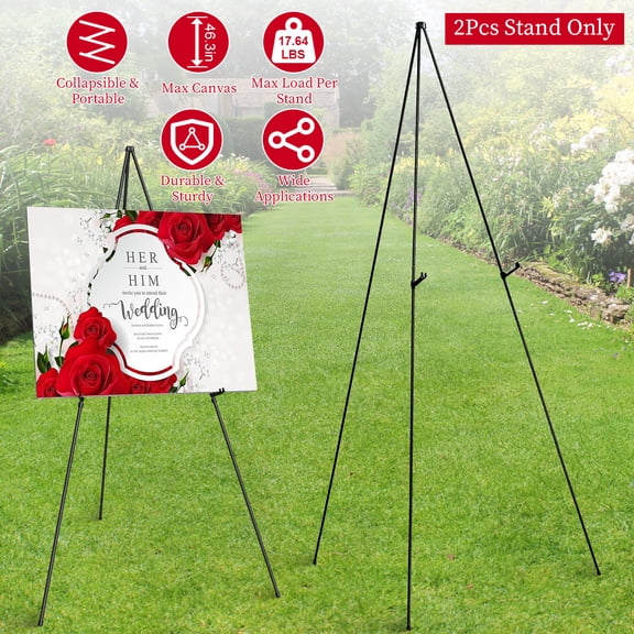 Zorpupoa  Easel Stand for Display 61in Collapsible A Frame Tripod Wedding Easel Iron Alloy Drawing Stand with 2 Carry Bags for Wedding Poster Art Drawing Meeting
