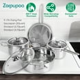 thumbnail image 1 of Zorpupoa 6Pc/Set Kitchen Pots and Pans Set, Stainless Steel Cookware Set 500°F Heat Resistant with 2.7/3.7 Quart Stockpot 2 Quart Saucepan 9.17in Frying Pan, Silver, 1 of 12