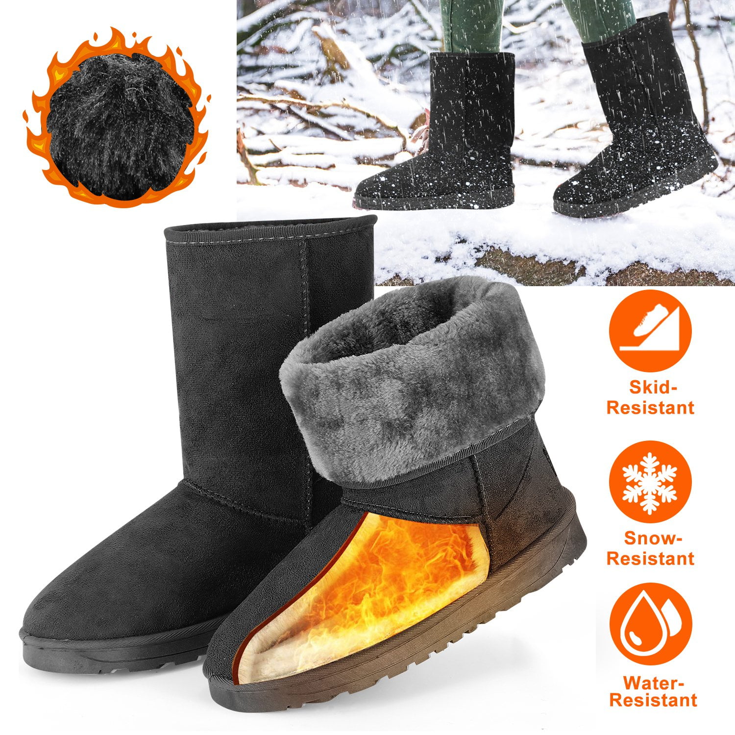 Women's Waterproof Warm Zipper Snow Boots
