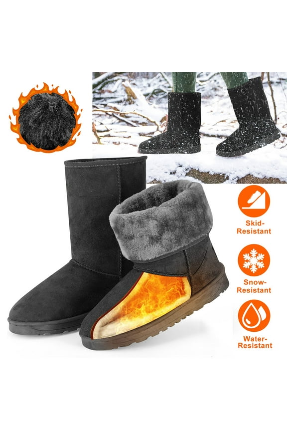 Snow Boots for Women, Waterproof Warm Mid-Calf Winter Snow Boots with 1.18in TPC Outer Sole