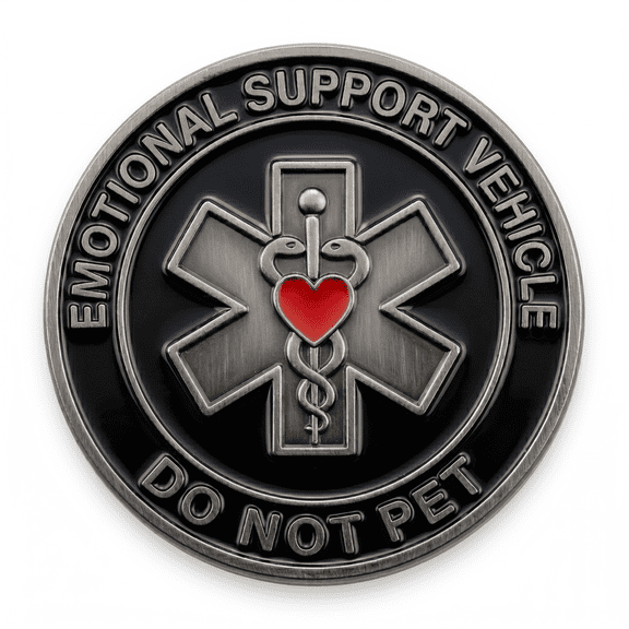 Zorratin Emotional Support Vehicle 3D Metal Car Emblem, Silver, 2.4"