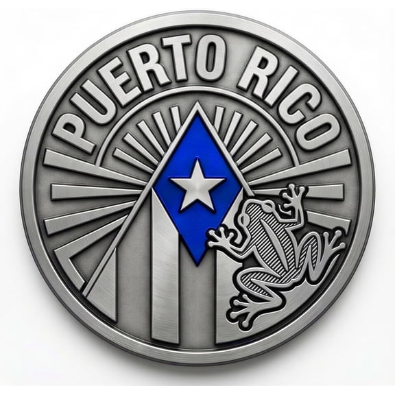 Zorratin Puerto Rico 3D Metal Car Emblem - Boricua Pride Coquí Frog & Flag
