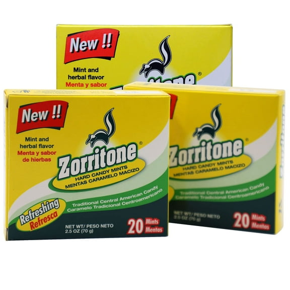 Zorritone Hard Candy Mints and Herbal Flavor, 3-pack of 20 Caramels Each, 3 boxes