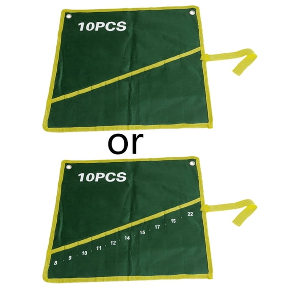 Zorvai 10 Pockets Durable Canvas Spanner Wrench Tool Roll Up Storage Bag