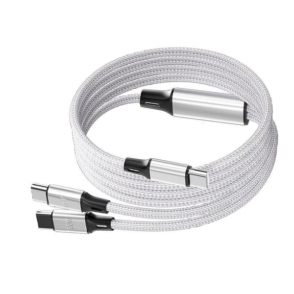Zorvai 100W USB C to Double USB C Cord Type C Charger Cable Fast Charging Cable