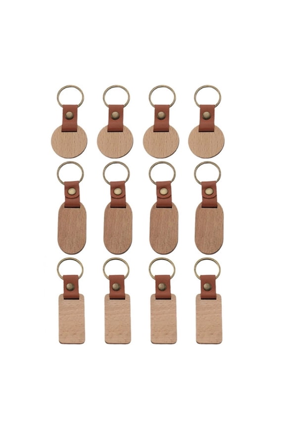 12 Pieces Blank SturdyW00dKeychains Bulk for Engraving Painting and Creating Personalize Keepsakes Daily Use