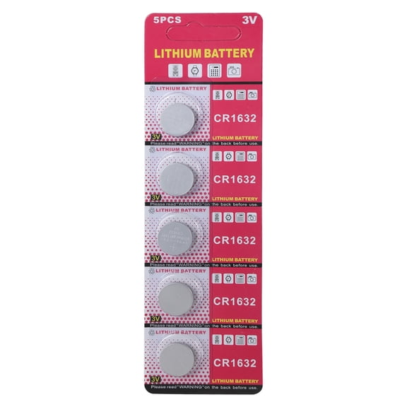 Zorvai 5Pcs CR1632 3V Lithium Button Cell Battery for Watches Temperature Sensors