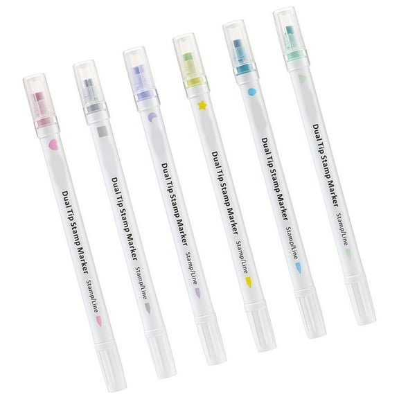 Zorvai 6 Color Stamp Marker Double Headed Watercolor Marker for Scrapbooking Journal