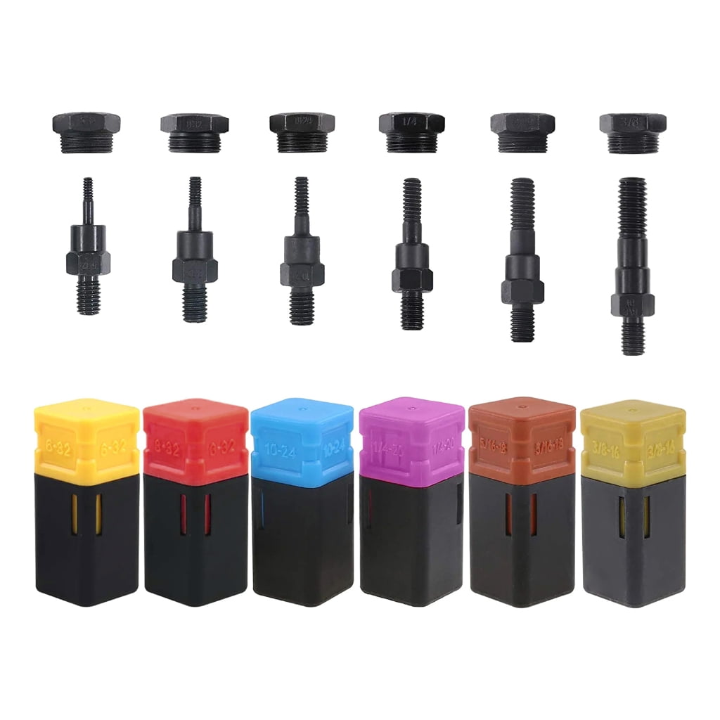 Zorvai 6PCS/Set Rivet Nut Tool High Strength Antirust Riveter Inserts Tips and Nose Piece 6-32 8-32 10-24 1/4-20 5/16-18 3/8-16