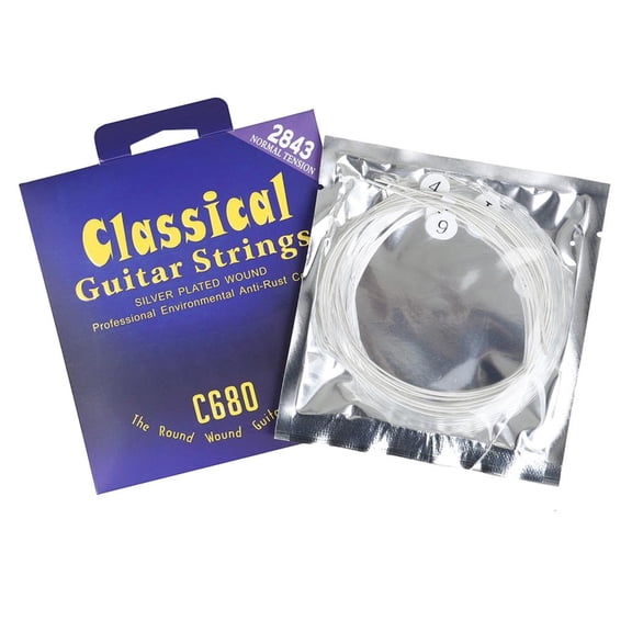 Zorvai 6Pcs Classical Nylon Guitar Strings .028-.043 Folk Guitar String Replacement Acoustic Guitar Accessories Easy to Use