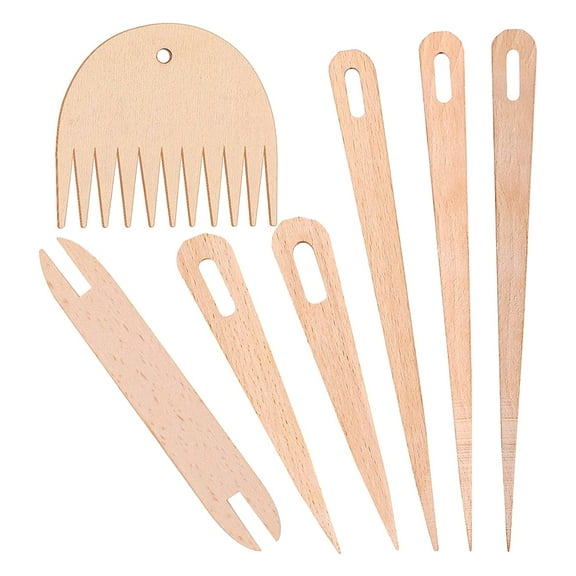 Zorvai 7 Pcs/SetW00dHand Knitting100mStick Set 5PcsNeed1es1 Pc Shuttle 1 Pc Comb