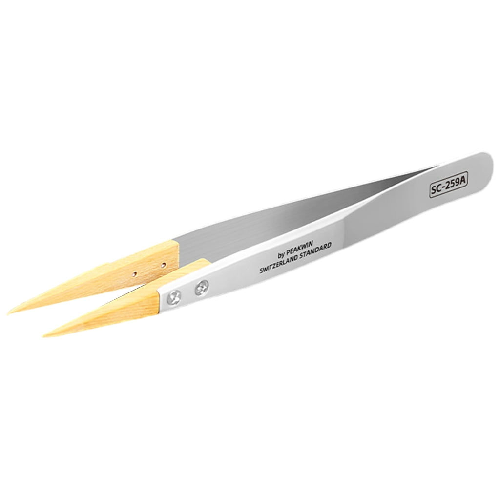 Zorvai Accuracy Crafted Boxwood Tweezer Anti Magnetic Insulated Tool Accuracy 0.1mm Tip for Watchmakers and DIY Enthusiasts