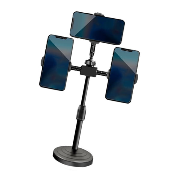Zorvai Angle Adjustable Telescoping Phone Stand Stable Multiple Phone Desk Mount For Live Broadcasts Video Calls
