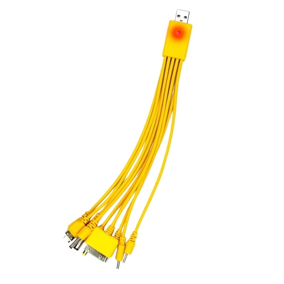 Zorvai Bright Yellow 10 Port USB Charging Cable Featuring LED Indicator Fast Speed