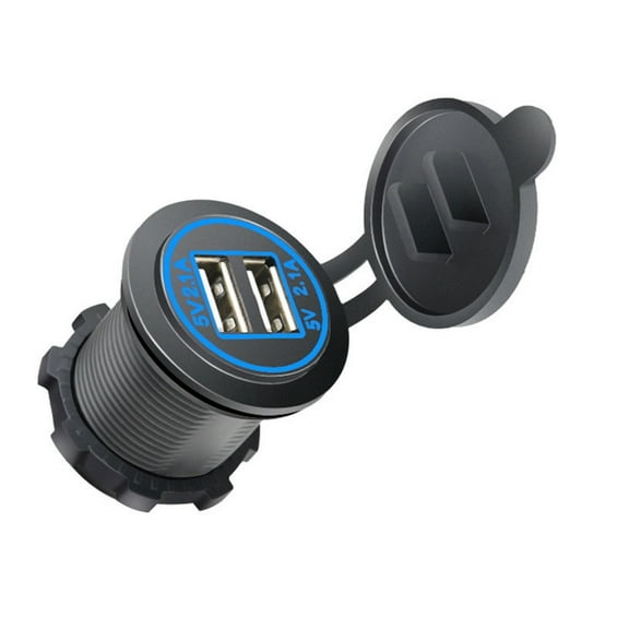 Zorvai Car USB Charging Socket Outlet Double USB Outlet USB Power Outlet with Waterproof Caps Rings Light USB Port for Marine