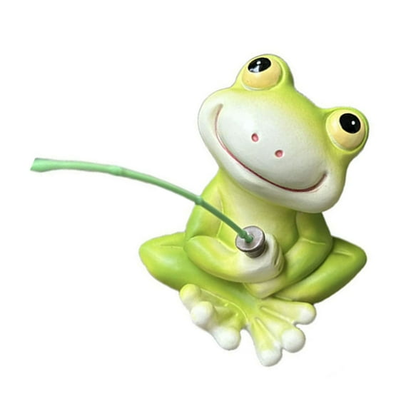 Zorvai Cartoon Frogs Fishing Figurine Resins Miniature Ornament for Outdoor Pond Indoor Displays and Balconies Decoration
