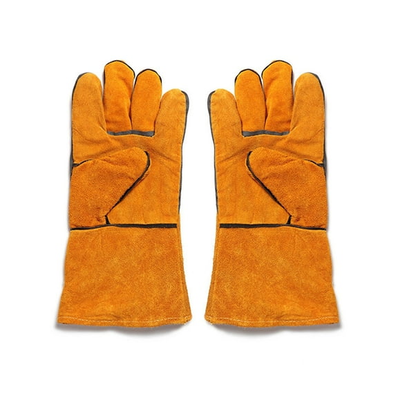Zorvai Cowhide Work Gloves Heavy Duty Cowhide Gardening Glove Heat Resistant Gloves