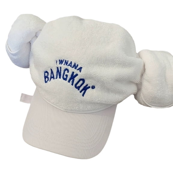 Zorvai Embroidery Letter Towel Baseball Hat for Girl Creative Sauna Hat Teens Girl Cotton Towel Hat with Horns Funny Headwear