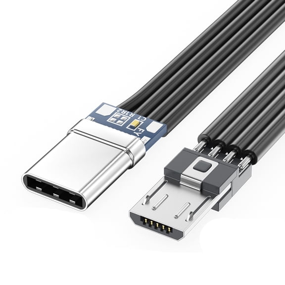 Zorvai Flexible Straight Up Down & Left & Right Angled MicroUSB to USBC Data Charge