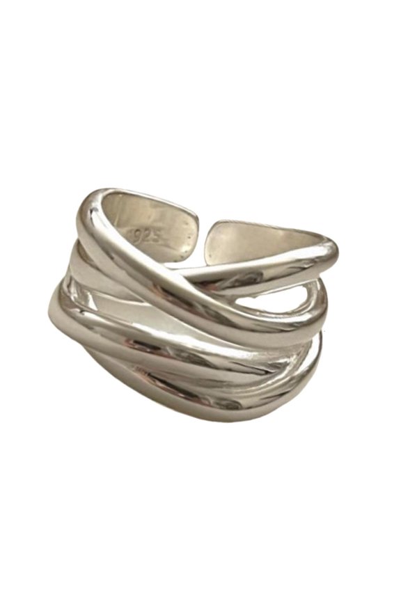 Handmade Irregular Interwoven Rings Women's Irregular Line Crossed With Geometric Style For Fashionable Outfits