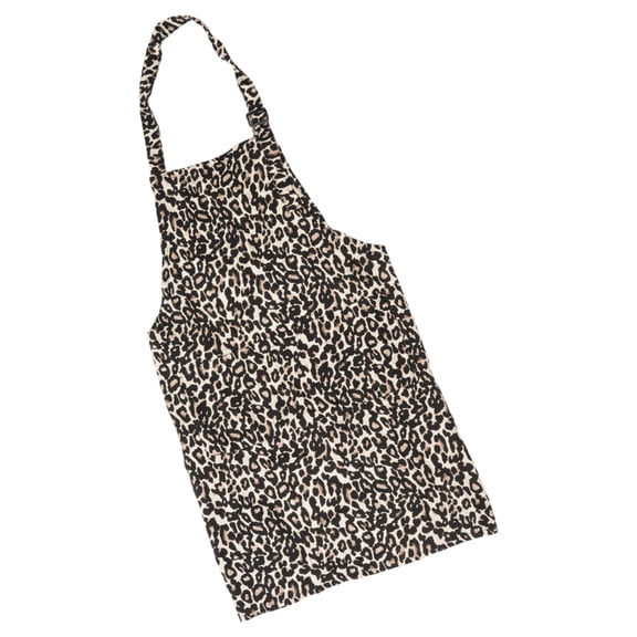 Zorvai Kitchen Apron With Modern Leopard Pattern Polyester Water Resistant Salon Apron Print Cooking Apron Water Resistant Ergonomic NeckStrap Apron For Home