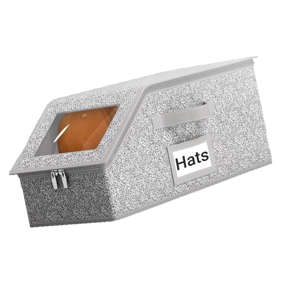 Zorvai Large Capacity Foldable Hat Storage Box For Caps Dustproof Hinged Lid Organiser