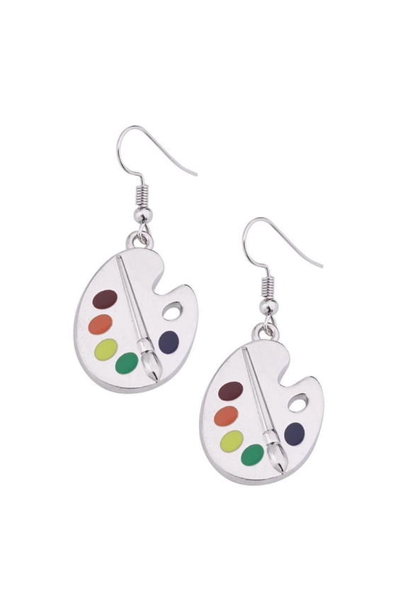 Paint Brush Colorful Paint Palette Drop Earrings Artist Painter Dangle Earrings