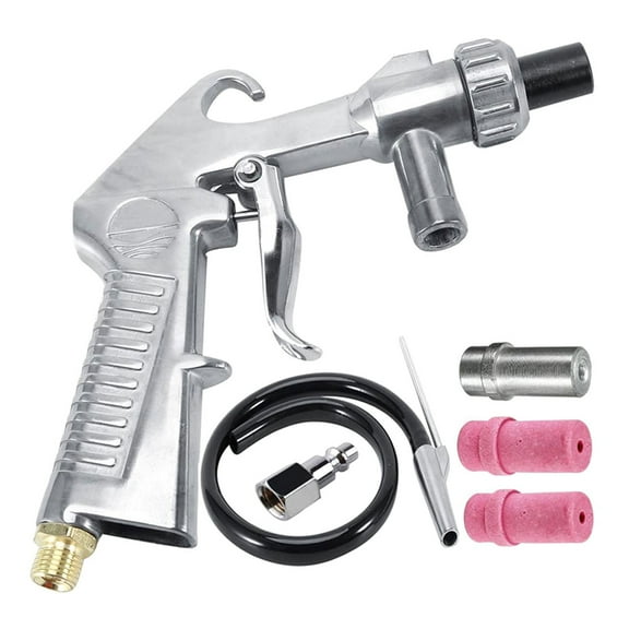 Zorvai Practical Sand Blaster Kit with Ceramic Nozzles Tips Feed Blast SprayGu-for Cleaning Car Metal Rims Sandblast Cabinets