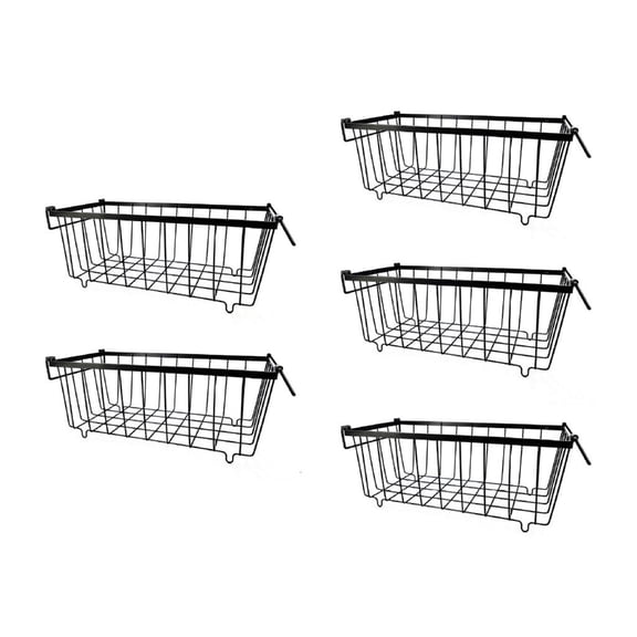 Zorvai Set of 5 Freezer Storage Containers Metal Wire Basket Freezer Organizer Bins with Handle Metal Texture for Freezer