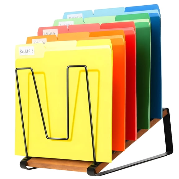 Zorvai Slanted Office Bookcase with Strong Metal Frame andW00dBase for Secure Document Storage