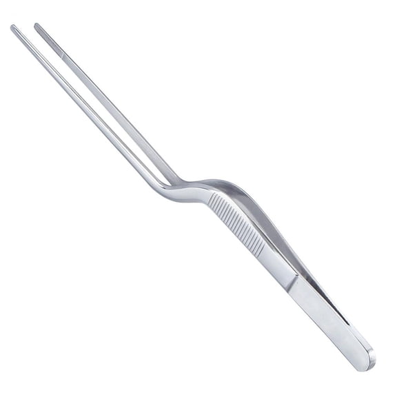 Zorvai Stainless Steel Offset Tweezer Tongs Cooking and Plating Food by Chef Durable