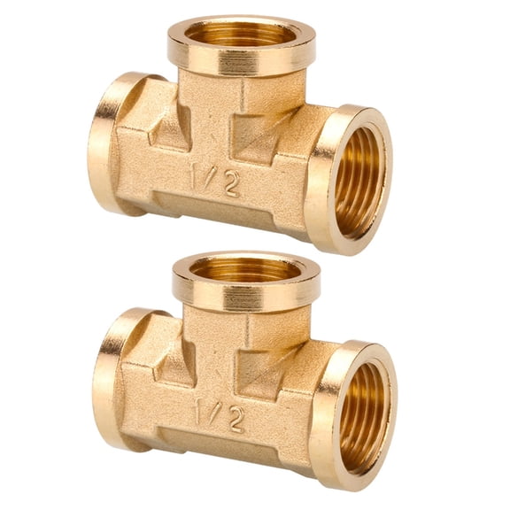 Zorvai Strong Brass Tees Pipe Fitting Three Way Pipe Connector 1/2 Thread for WaterGa-Oil Lines & Mechanical Systems
