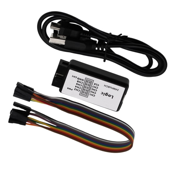 Zorvai USB Logics Analyzers Device 24M Sampling Rate 8 Channel with Ferrite Rings USB Cable UART IIC SPI Debug Logics Analyzers