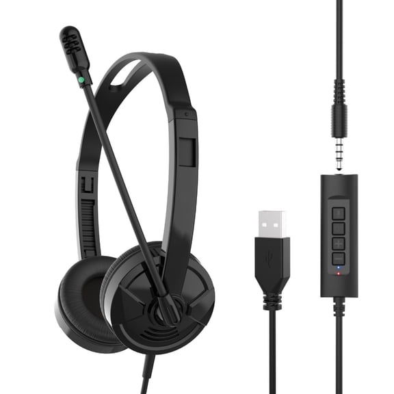 Zorvai Wire Computer Headphones USB Headsets with Mics for Clear Communication