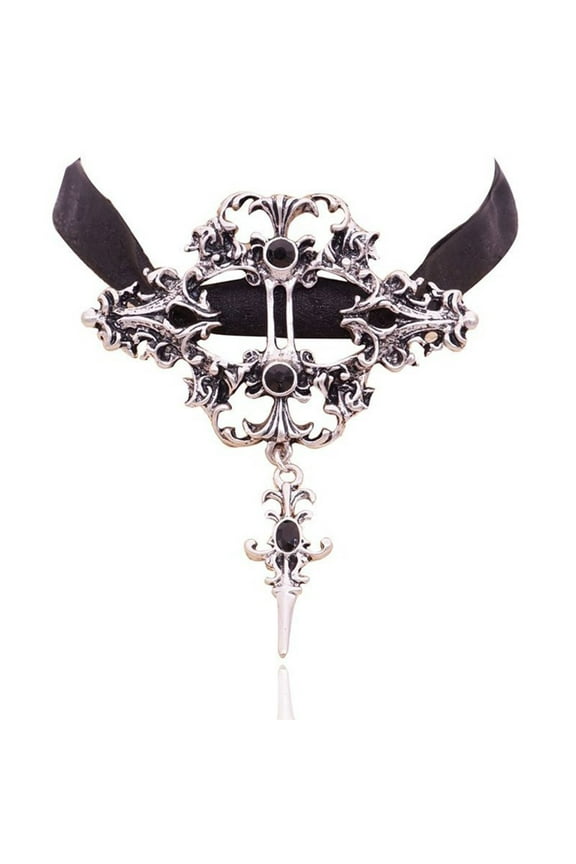 Women Gothic Black Lace Necklace forHa110weenPunk Costume Party Royal Court for Vampire Choker JewelryG1ftVintage Ch