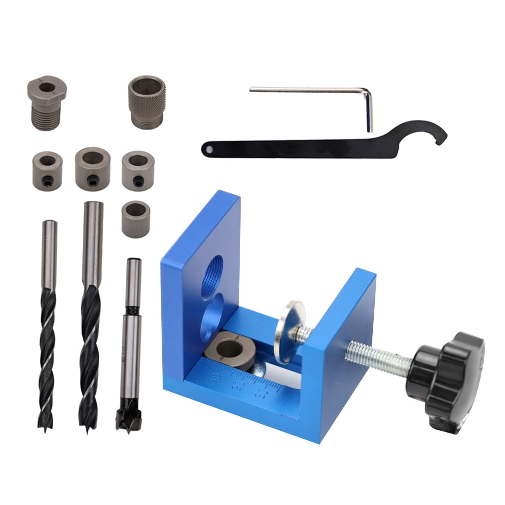 Zorvai Woodworking 3 In 1 Doweling Jig AdjustableW00dDowel Punch Locators Aluminum Pocket Hole Jig, Cabinet Hole Drill Guide