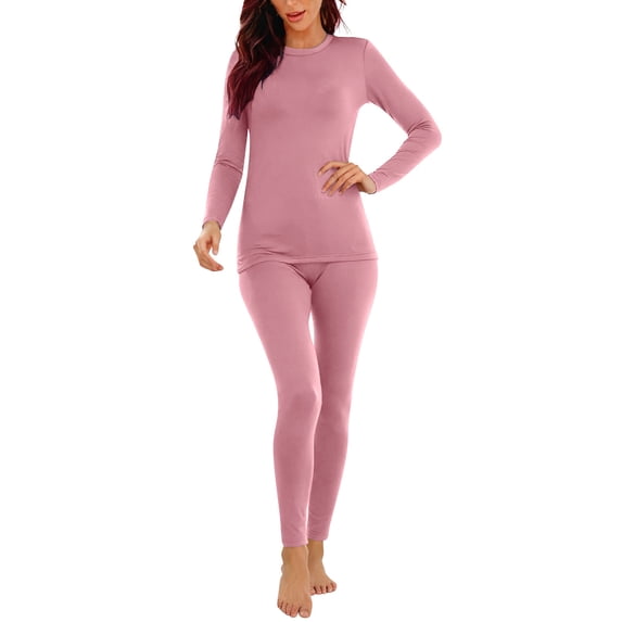 Zorvir Women's Thermal Underwear Set Long Sleeve Crew Neck Johns Tops Bottom Soft Warm Base Layer Underwear Set(Small,)