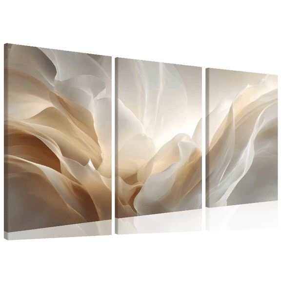 Zorvishome Abstract Canvas Wall Art Set of 3, 12x16 Inch Unframed Canvas Prints for Living Room Bedroom Office, Modern Cream Beige Gradient Fabric Texture Decor