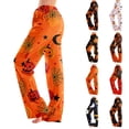 thumbnail image 1 of Zorvxlyn Ghost Jack-O Bat Print Womens Pajamas Pants Wide Leg Womens Pajama Bottoms Halloween Print Woman Lounge Pants, 1 of 10